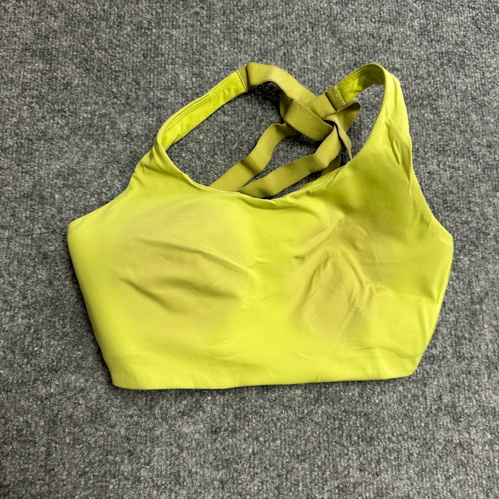 Lululemon Sports Bra Womens Size 32DD Lime Green Cross Back High Impact Athletic